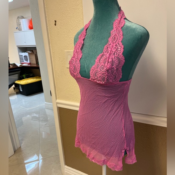 Vintage Victoria’s Secret Teddy‎ M bubblegum Pink Sheer Lace Babydoll Lingerie - Picture 2 of 11